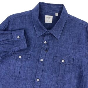 Baird McNut Linen X Murano Slim Fit Blue Button Down Dress Shirt XL